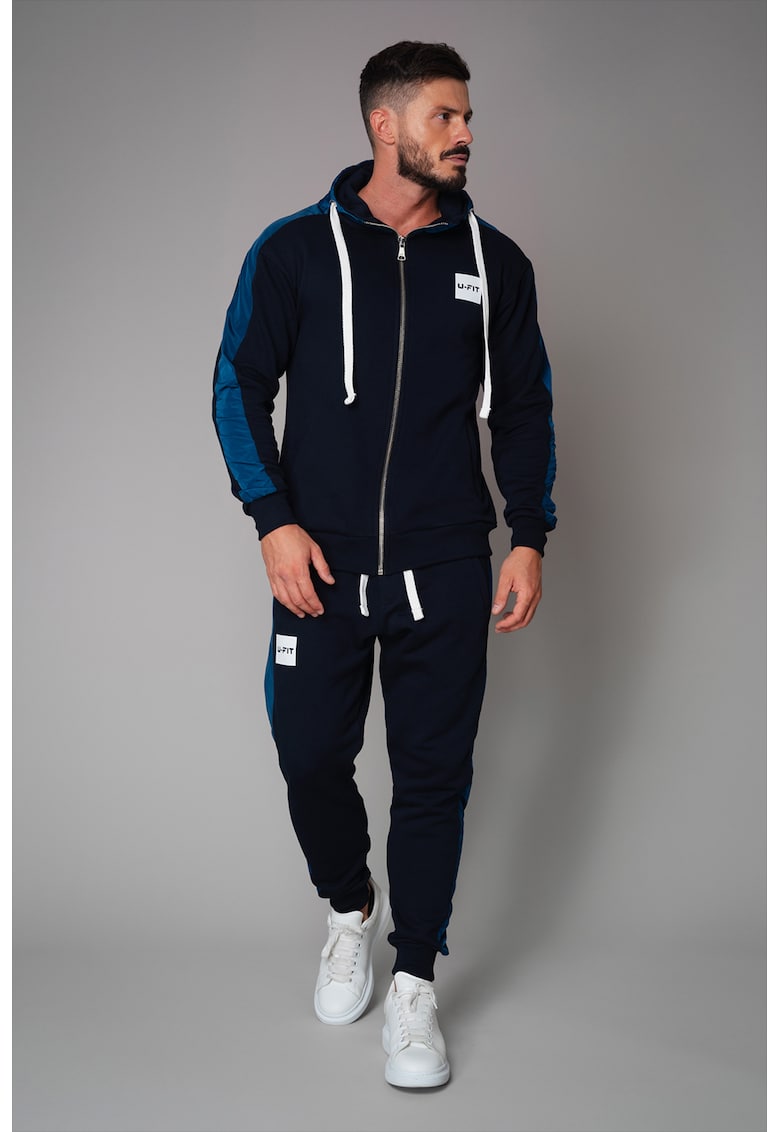 Trening cu fermoar si model colorblock Raff