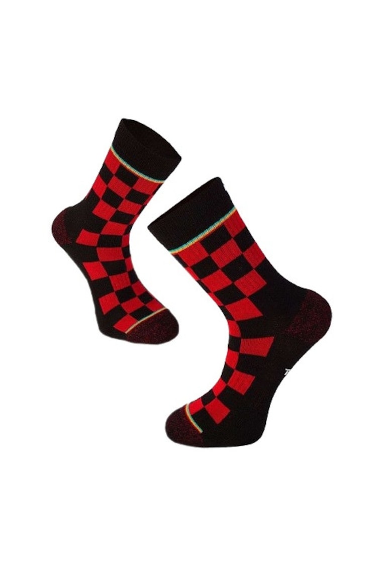 Sosete bumbac - Active Lifestyle Socks Squares Rosu Negru