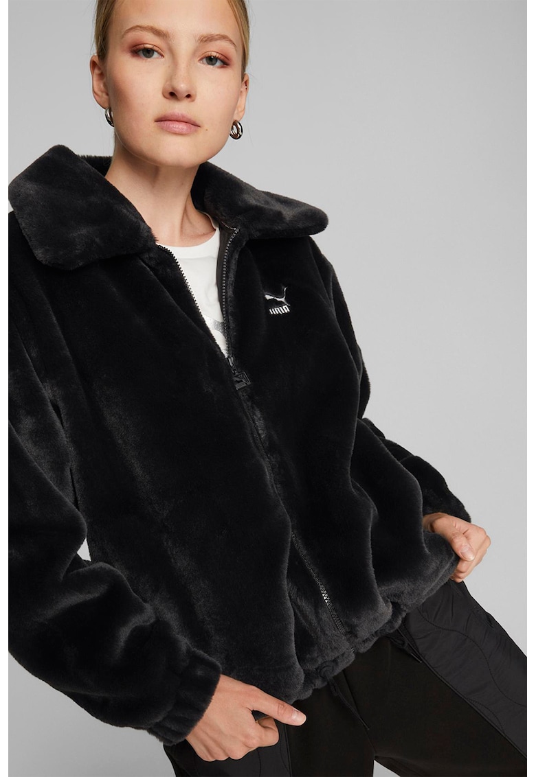Jacheta relaxed fit cu blana sintetica