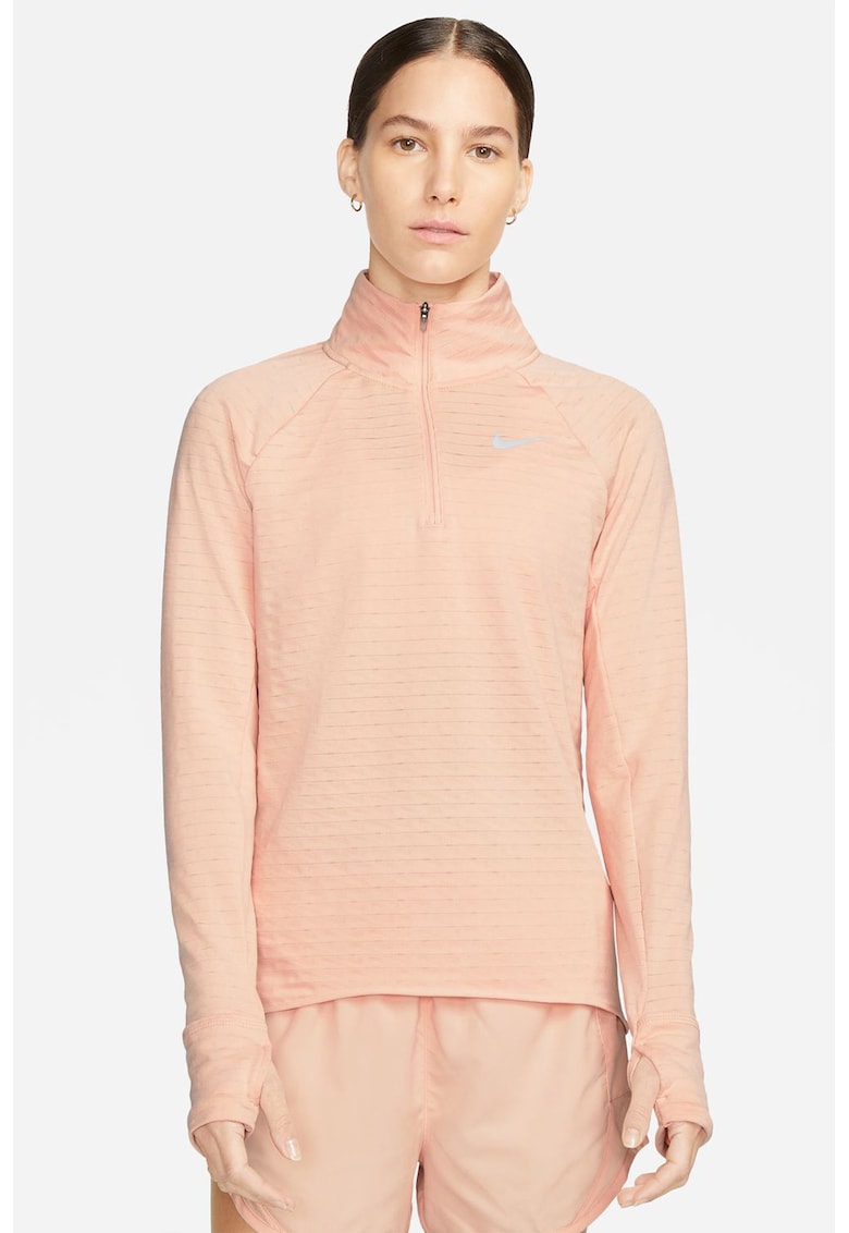 Bluza cu tehnologie Therma-Fit si fermoar pentru alergare Element Therma-Fit - Piersica