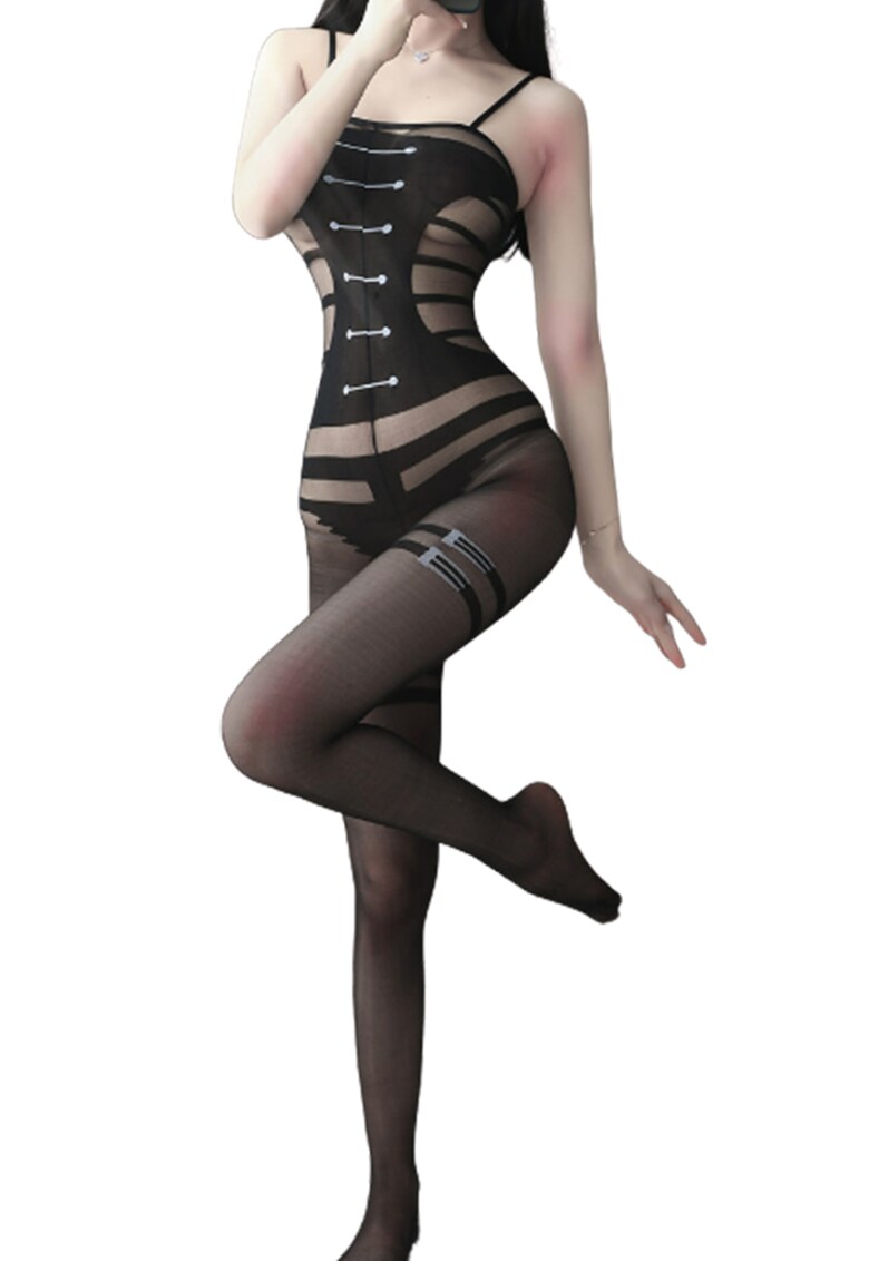 Lenjerie sexy dama - body tip salopeta intreaga - bretele subtiri si crapatura inghinala - model full body soft touch - EFAYN