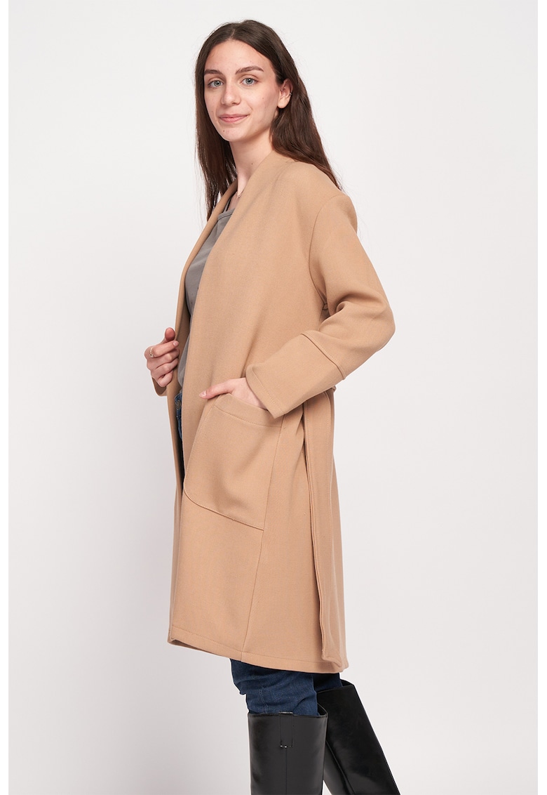 Палто със странични джобове и връзка