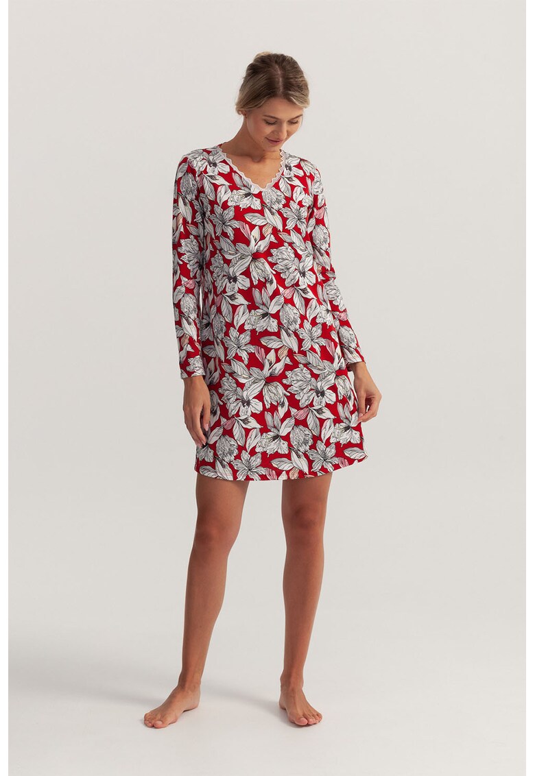 Camasa de noapte cu imprimeu floral si decolteu in V Juliet