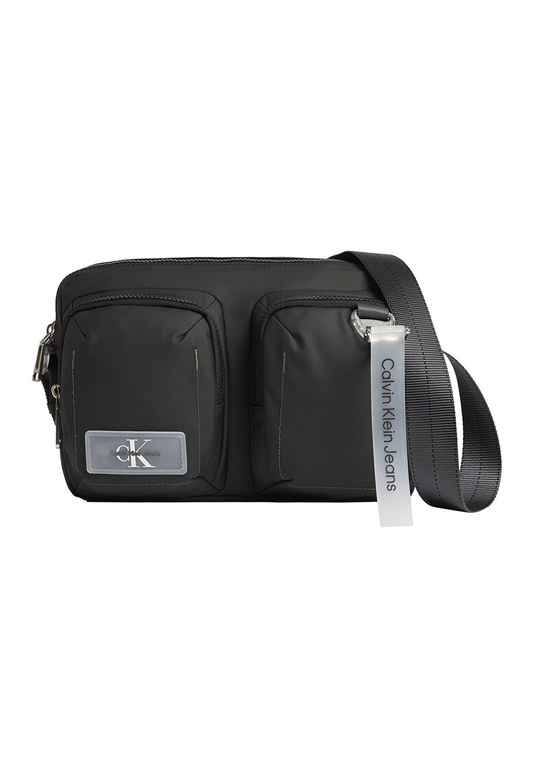 Geanta crossbody cu buzunare aplicate
