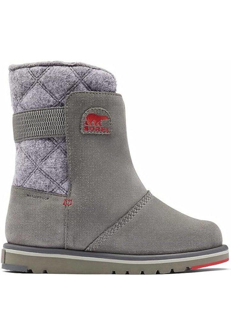 Ghete copii - Piele intoarsa - Gri -