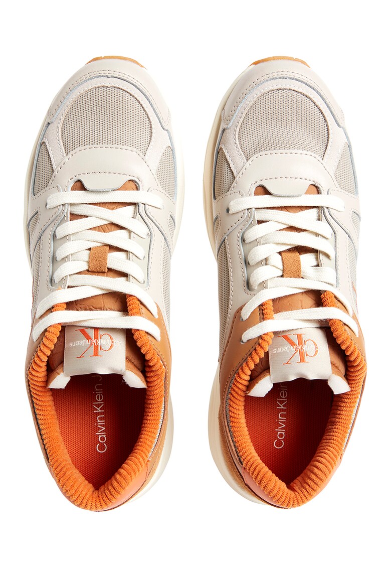 PAntofi sport de piele cu insertii de material textil