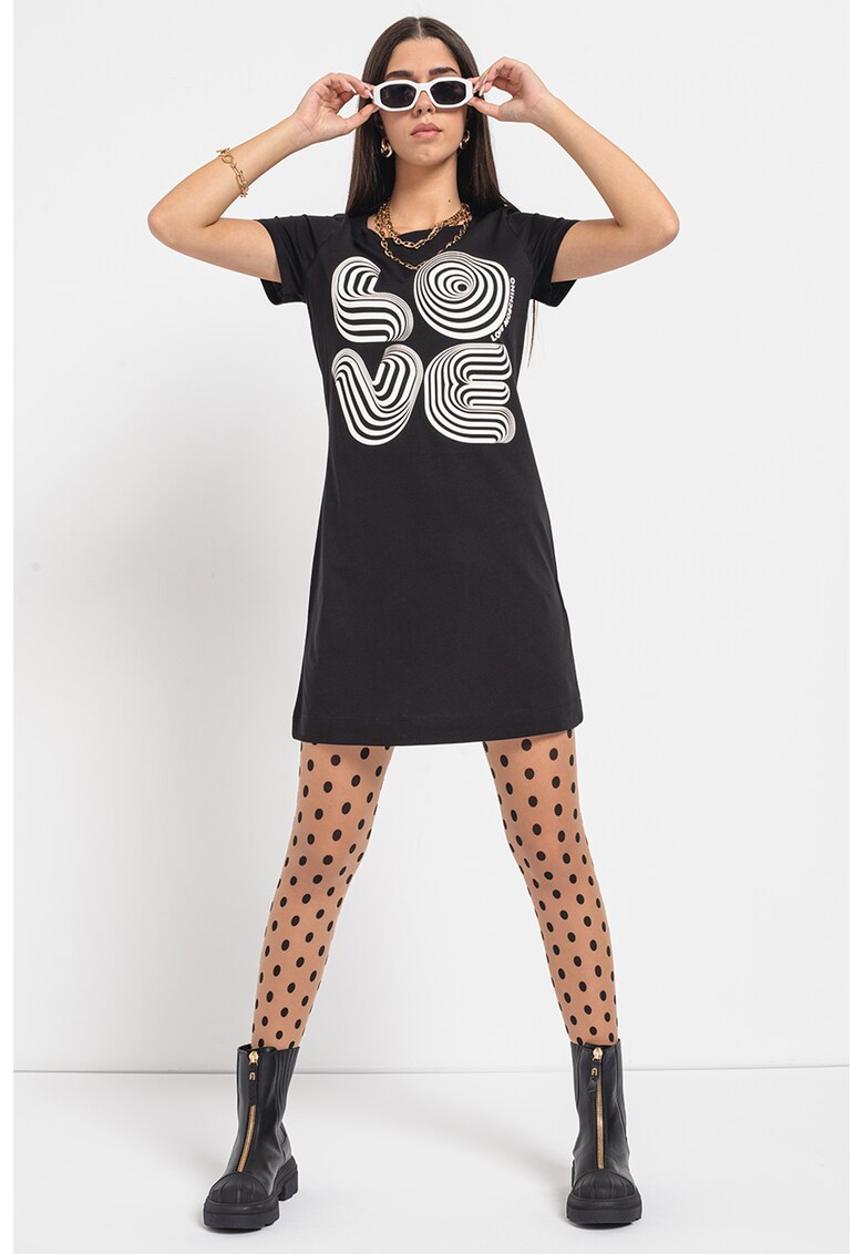 Rochie-tricou cu logo contrastant