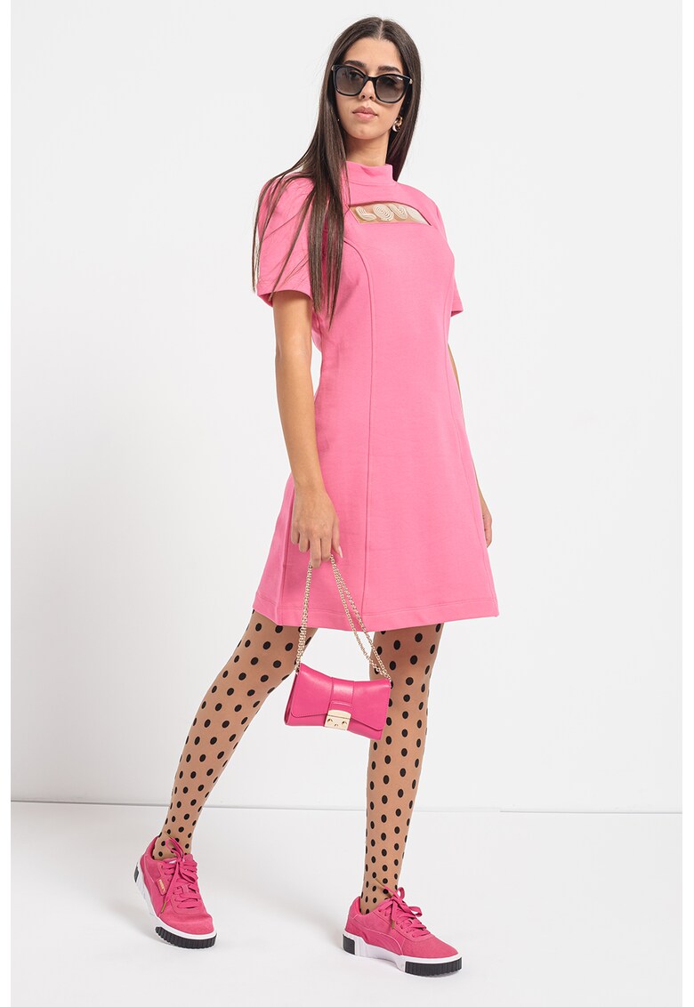 Rochie de bumbac cu insertie transparenta