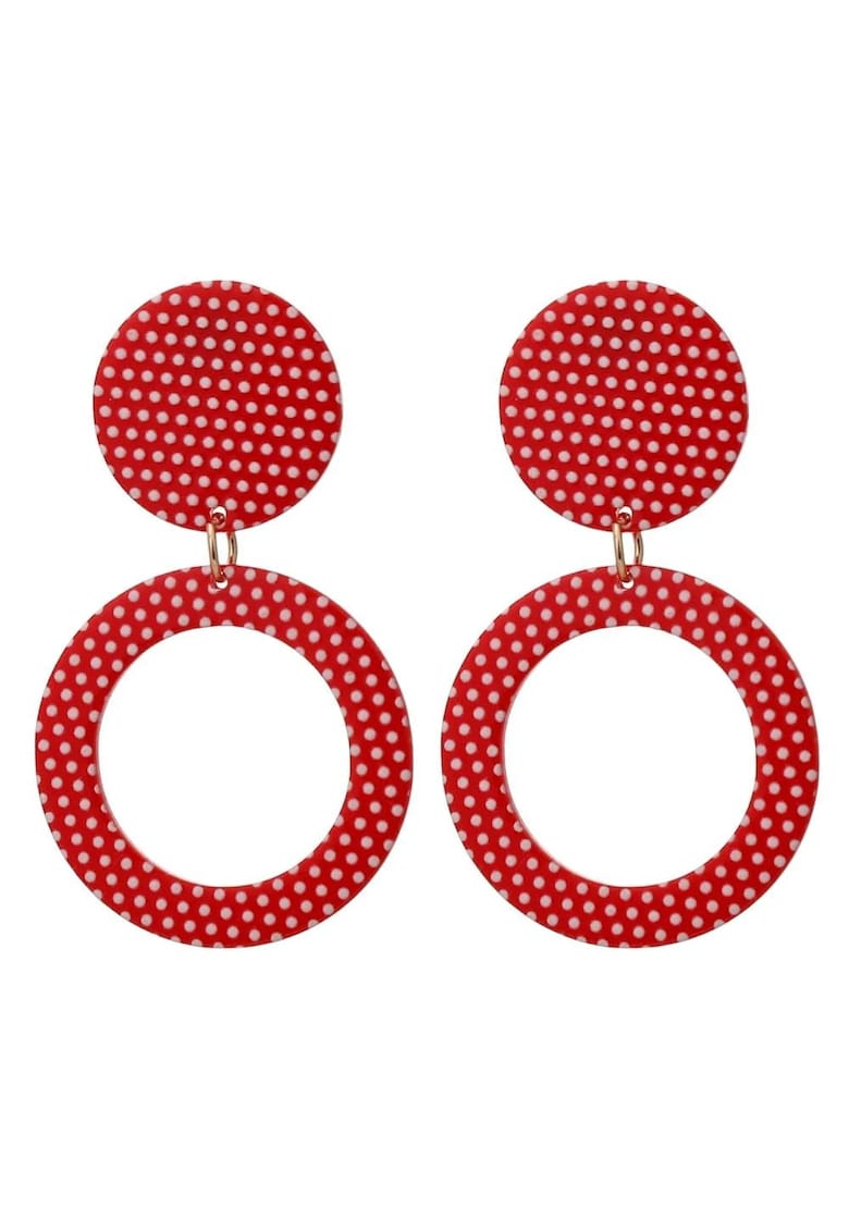 Cercei rosii - rotunzi - cu buline albe - Lenita C20 -