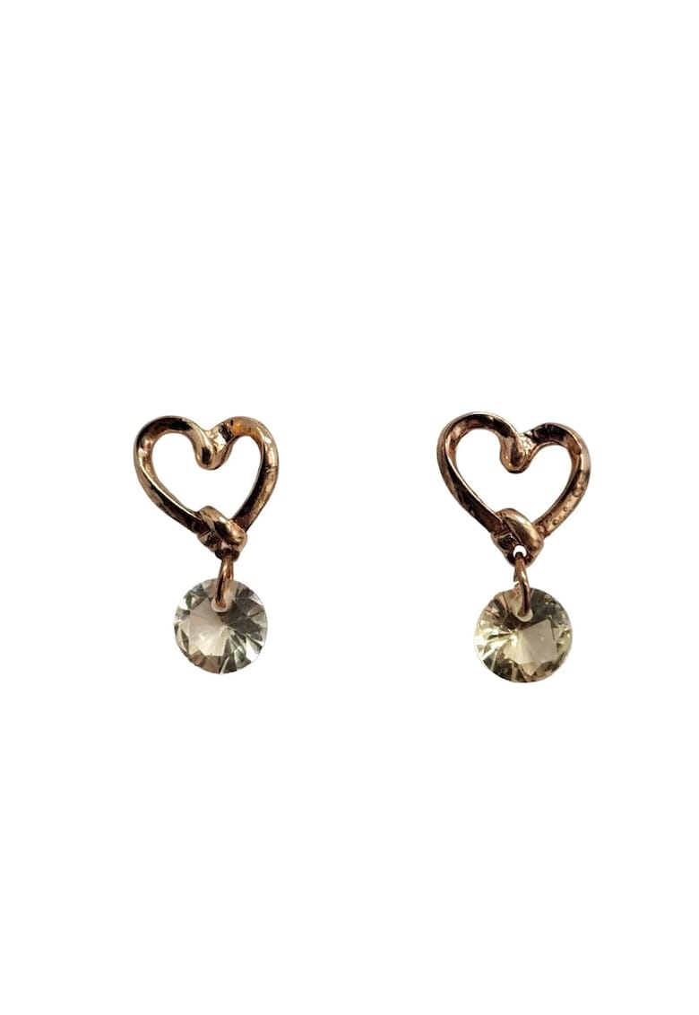 Cercei aurii - forma de inima - cu pietre - Leifa C19 -