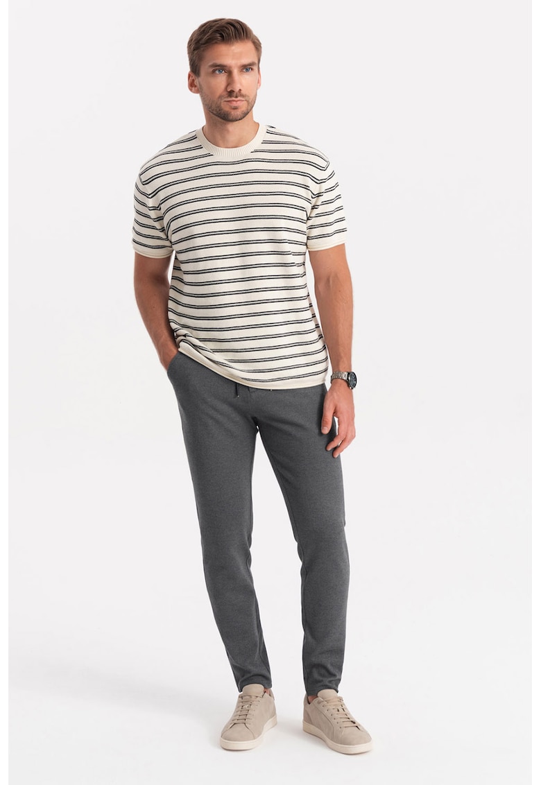 Pantaloni texturati cu snur