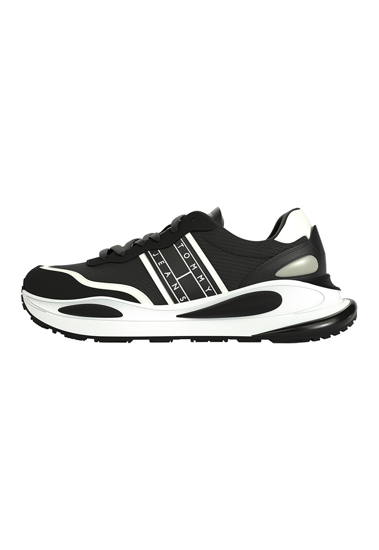 Pantofi sport cu insertii de plasa - Alb/Negru