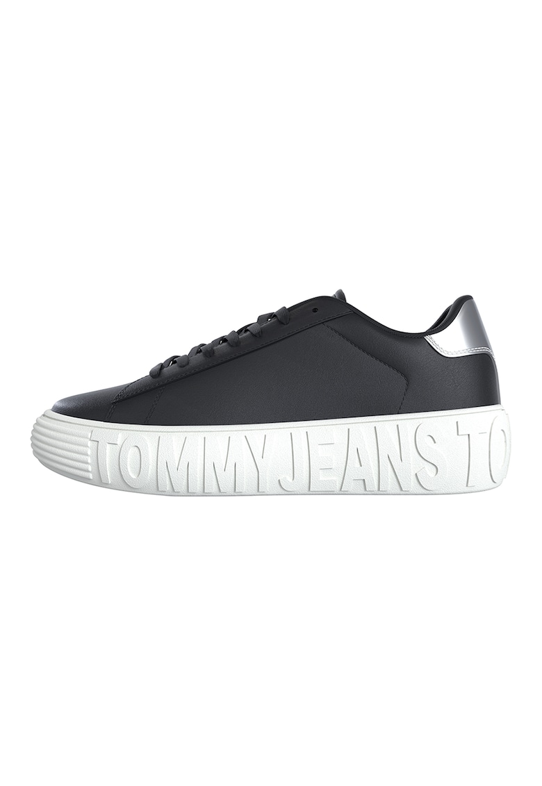 Pantofi sport wedge de piele cu logo