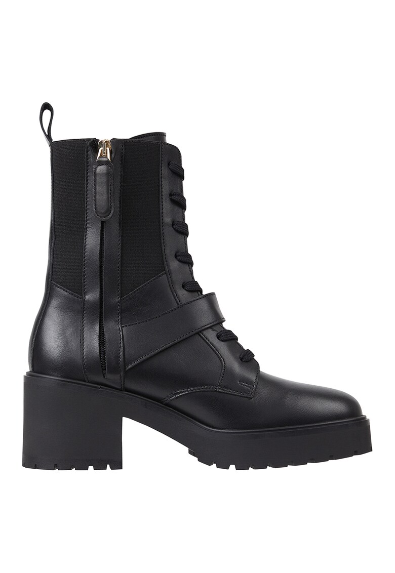 Botine de piele cu toc masiv