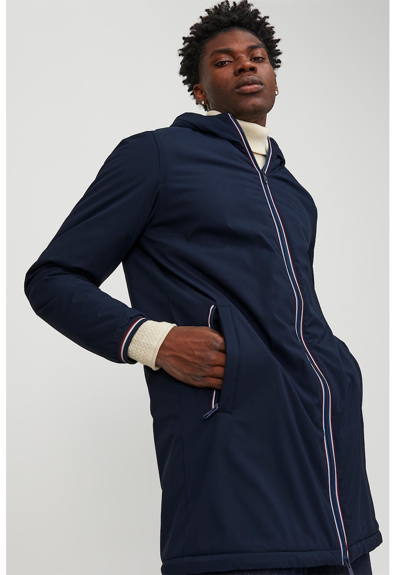 Geaca cu gluga si buzunare laterale - Bleumarin