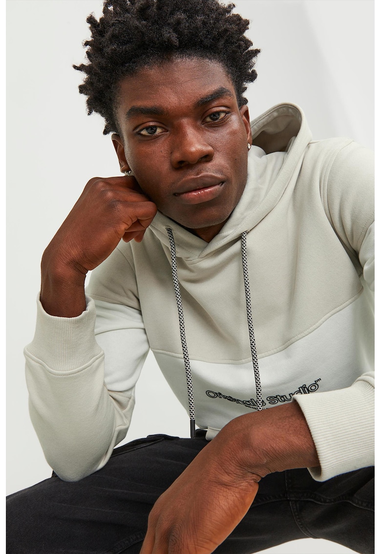 Hanorac lejer colorblock cu buzunar kangaroo