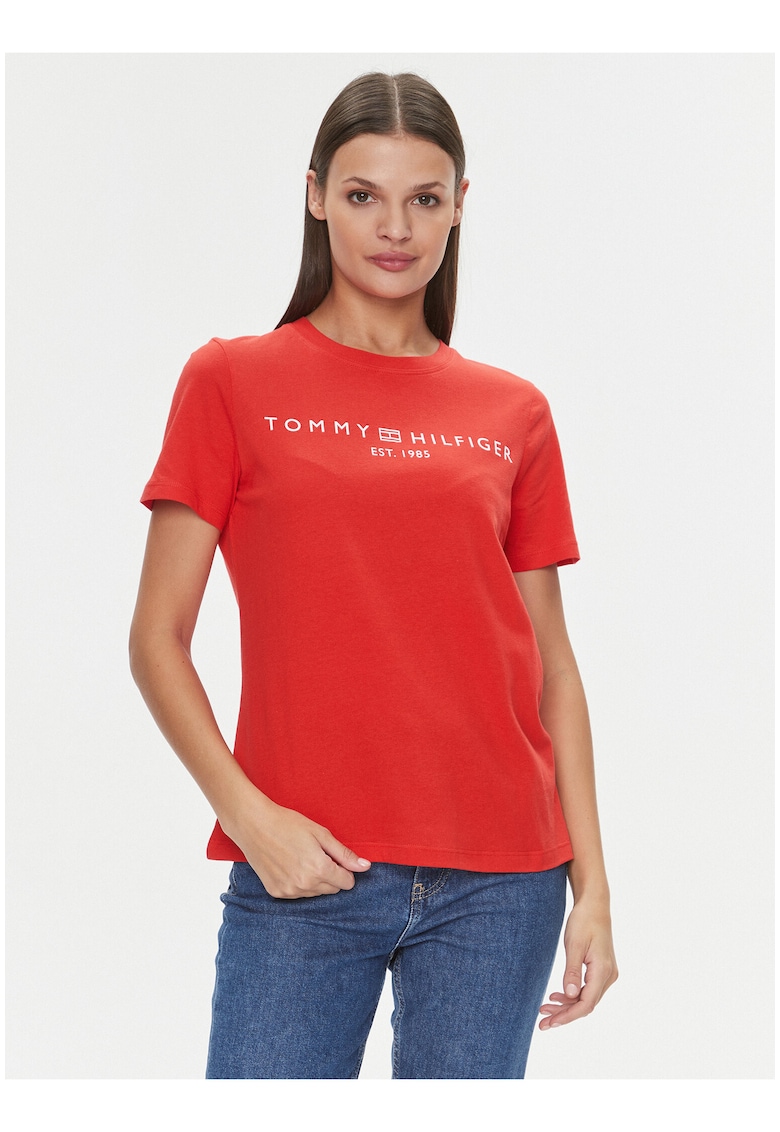 Tricou din bumbac cu imprimeu logo - Rosu