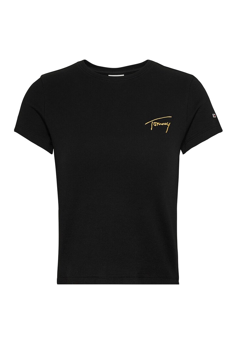Tricou din amestec de bumbac organic cu logo brodat