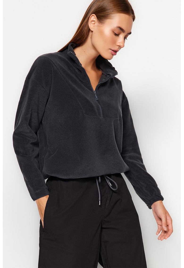 Bluza de trening din fleece cu fermoar scurt