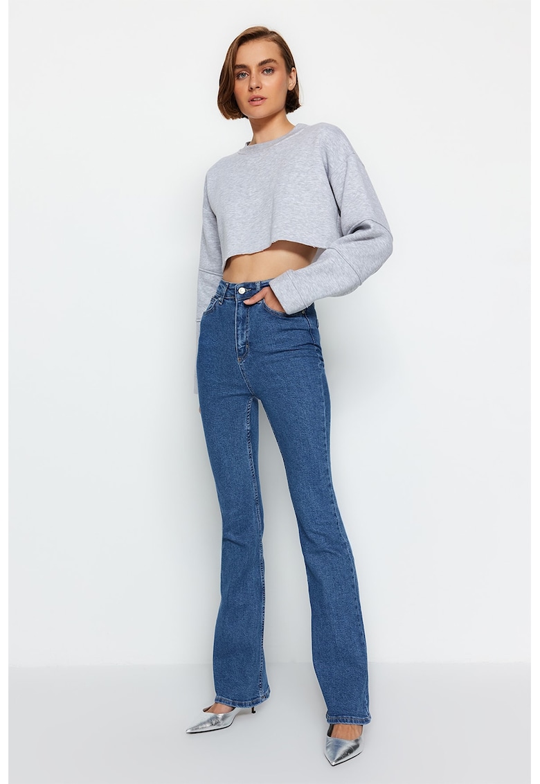 Blugi cu croiala bootcut si model cu 5 buzunare