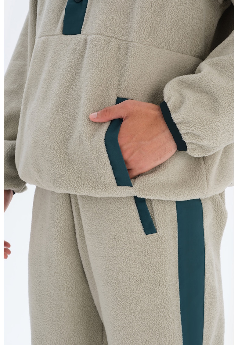 Bluza sport din material teddy cu garnituri contrastante