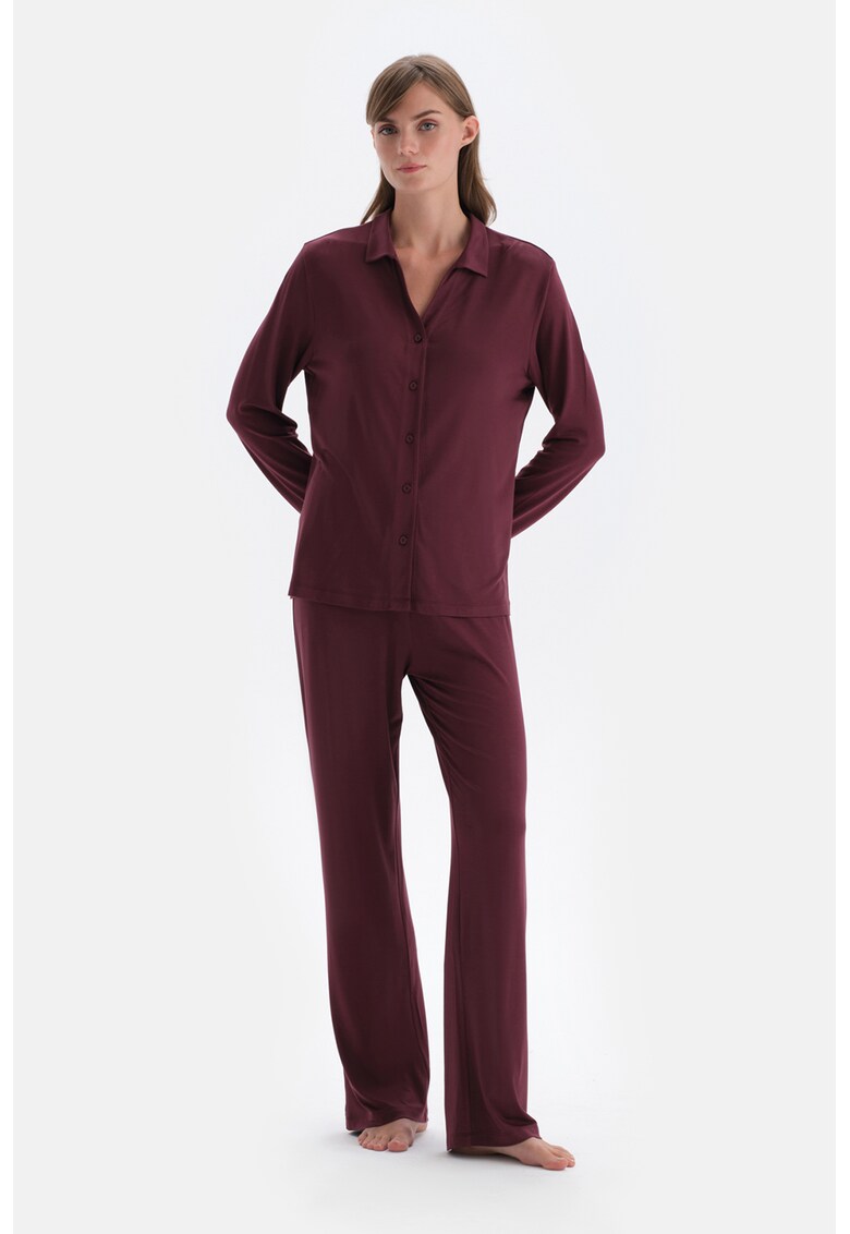Pijama din amestec de modal cu pantaloni lungi