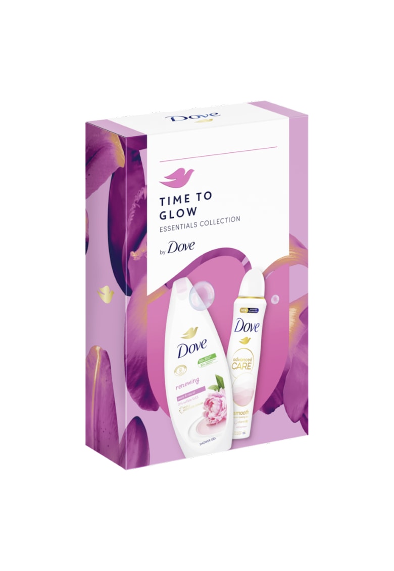 Set cadou : Gel de dus Dove Renewing 250ml + deodorant Dove Calming Blossom 150ml