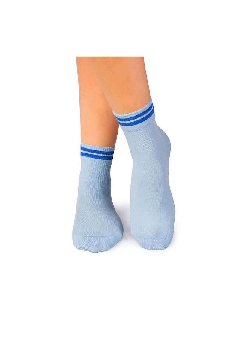 Sosete bumbac organic albastre cu 2 dungi albastru inchis Active Day