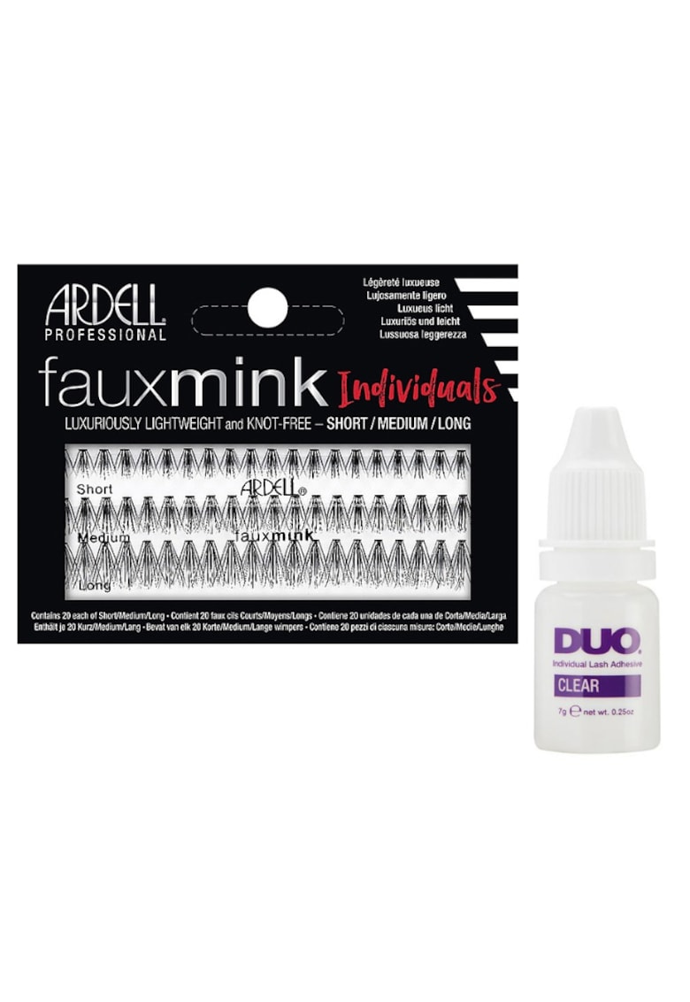 Pachet : Gene False Faux Mink Individuals Combo Pack si Adeziv Gene False Duo Individual Clear - 7 g