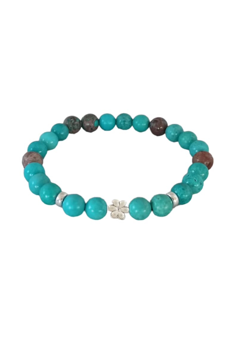 Bratara din pietre de turcoaz natural - Kyra - cu accesorii din Argint 925 - 17-18 cm