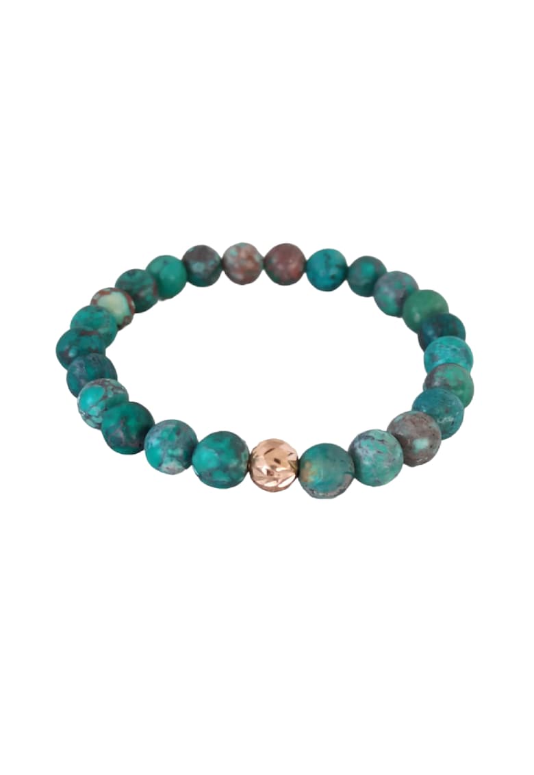 Bratara din piatra naturala de Howlit Turcoaz American - Zina - cu accesorii din Argint 925 rose gold