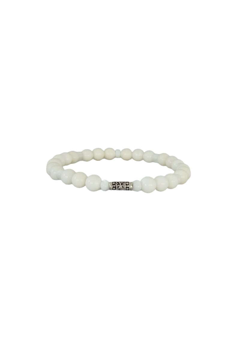 Bratara din pietre naturale albe de Coral cu accesorii din Argint 925 - Cindy - 17-