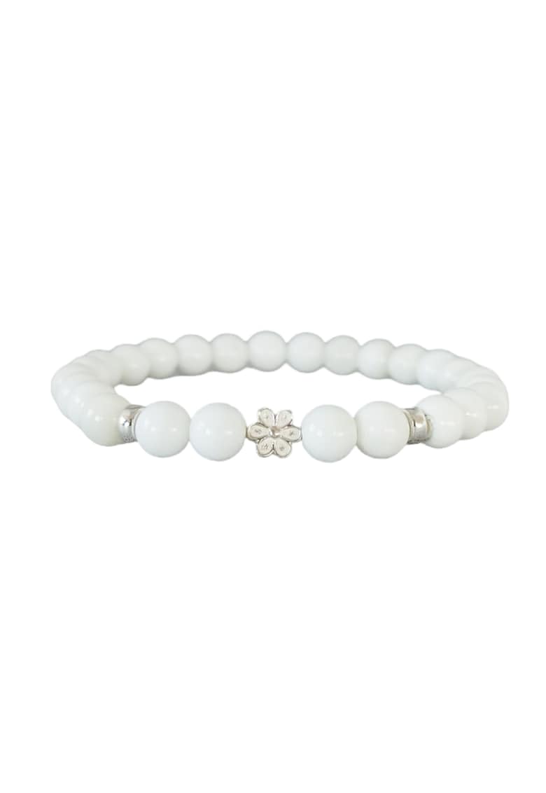Bratara din pietre naturale albe de Tridacna cu accesorii din argint 925 - Doria - 17-