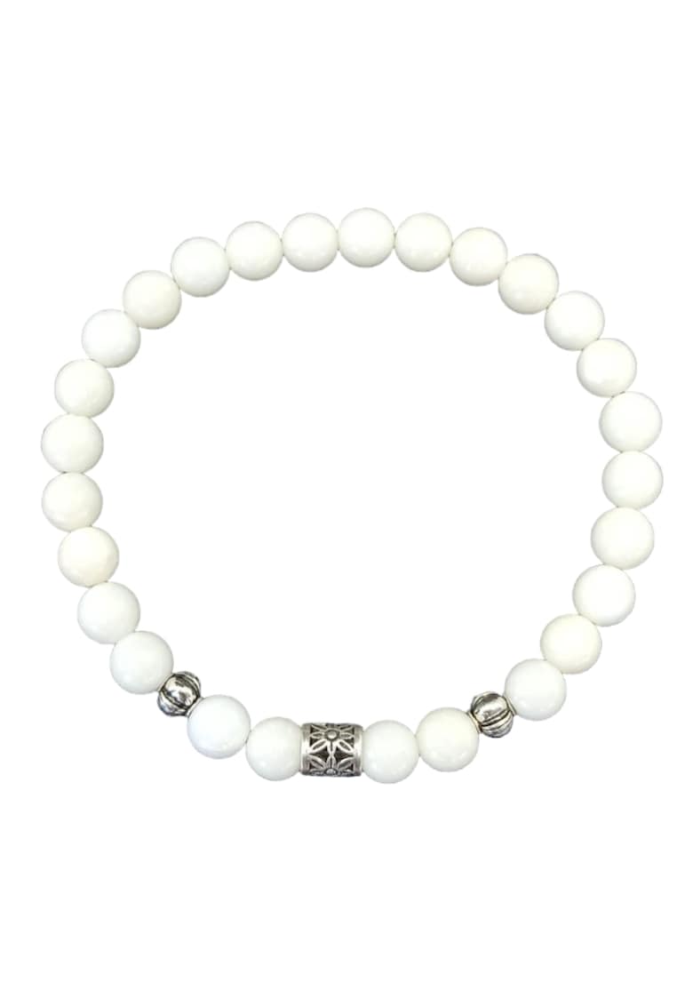 Bratara din pietre de Coral Alb cu accesorii din Argint 925 - Daria - 17-18 cm