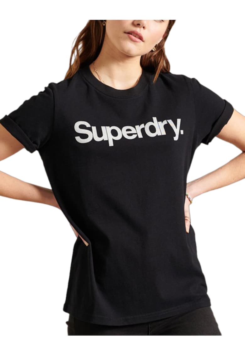Superdry Co Tricou cu decolteu la baza gatului si logo -