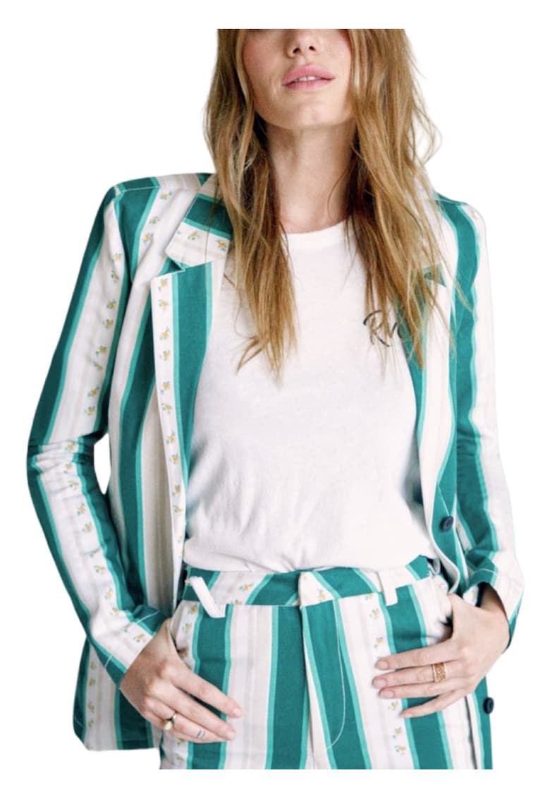 Sacou in dungi cu revere decupate Sacou in dungi cu revere decupate