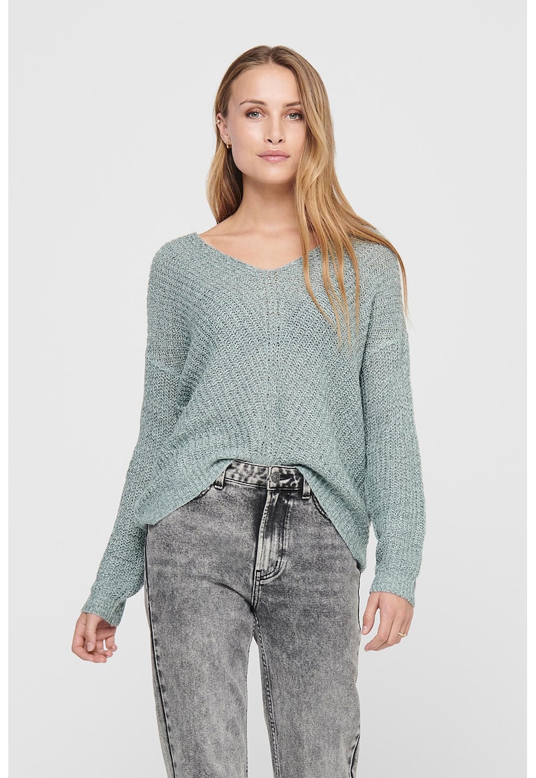 Pulover cu decolteu in V si maneci cazute New Megan