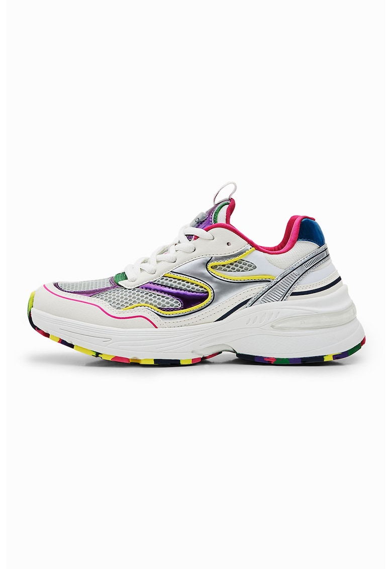 Pantofi sport cu model uni si colorblock