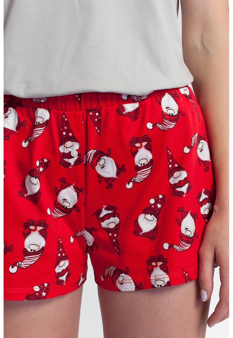 Pantaloni scurti de pijama cu imprimeu Gnome