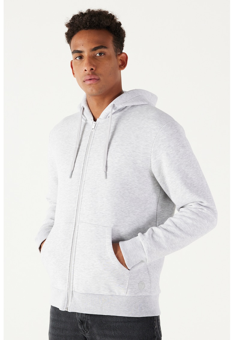 Hanorac din amestec de bumbac cu fermoar