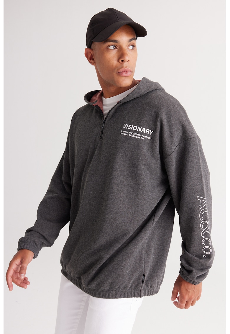 Hanorac supradimensionat cu fermoar scurt