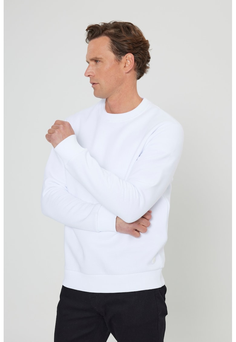 Bluza de trening cu decolteu la baza gatului si model uni