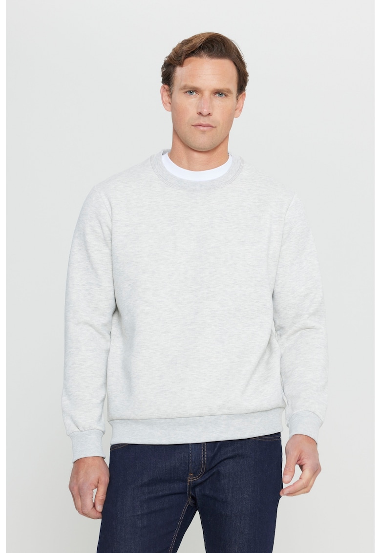 Bluza de trening cu decolteu la baza gatului si model uni