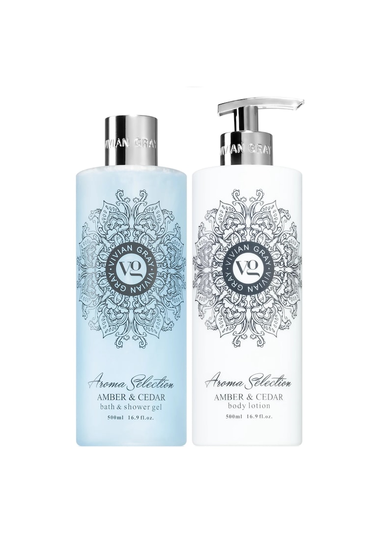 Set Lotiune de corp Aroma Selection Amber & Cedar - Unisex - 500 ml + Gel de dus - 500 ml