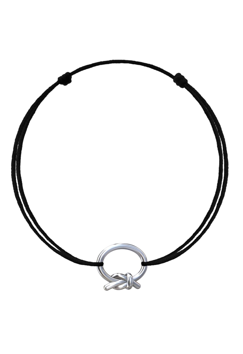 Bratara cu Nod din Argint 925 - snur negru reglabil