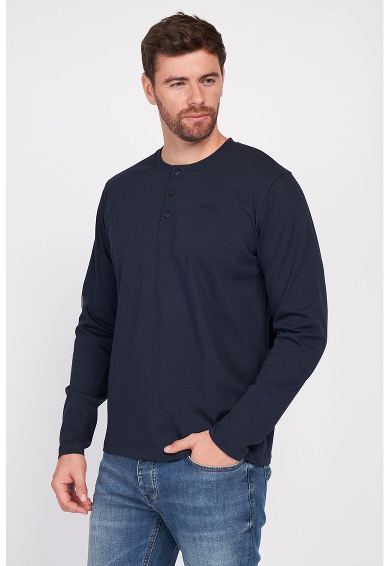 Bluza din bumbac cu decolteu henley