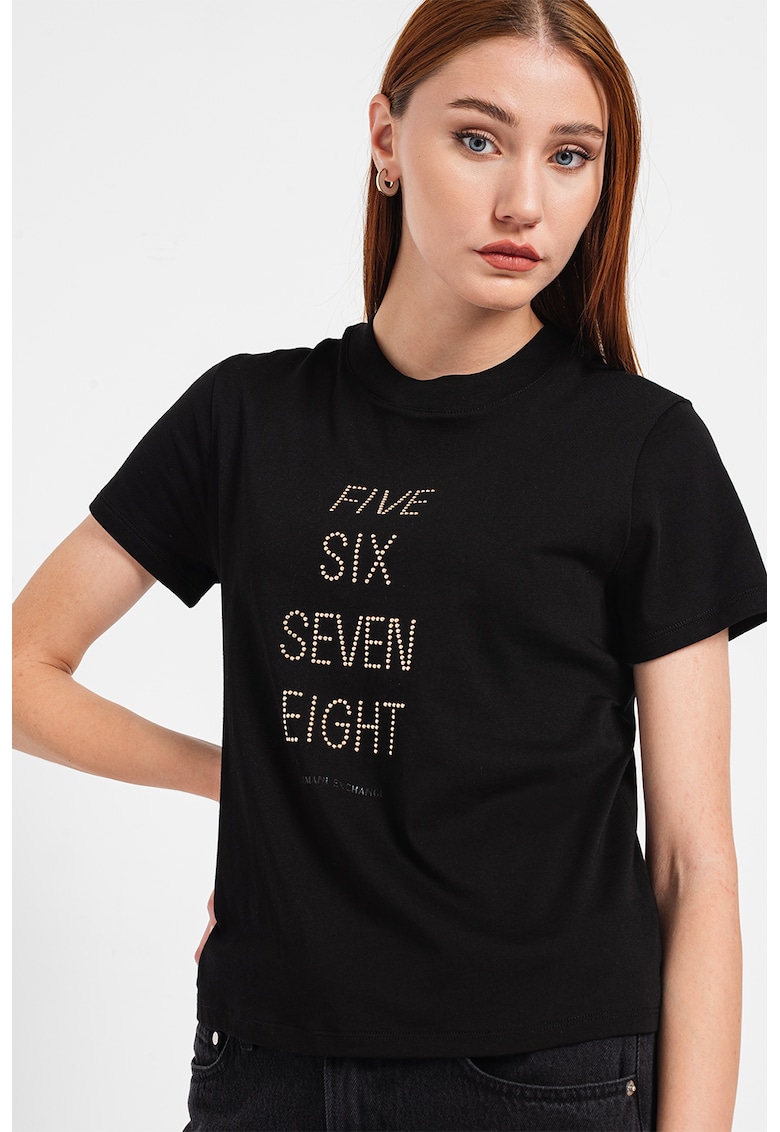 Tricou de bumbac cu nituri - Negru/Argintiu