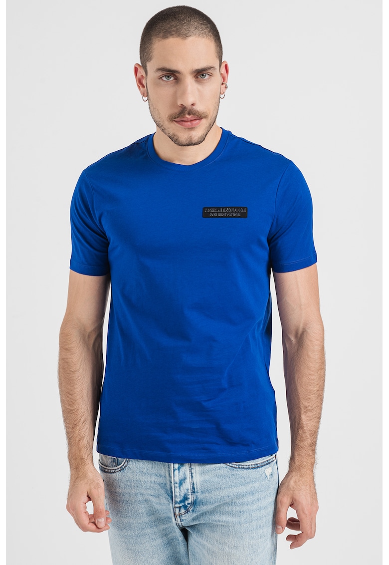 Tricou regular fit cu logo aplicat - Negru/Albastru royal