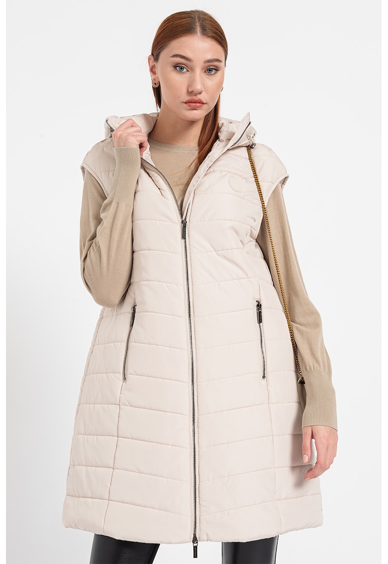 Vesta lunga cu vatelina si gluga