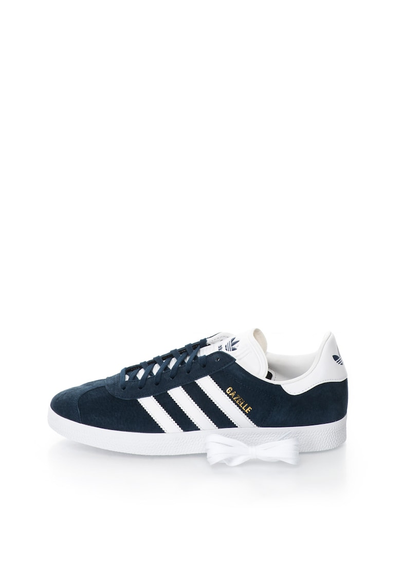 Pantofi sport Gazelle din piele intoarsa - Alb/Bleumarin